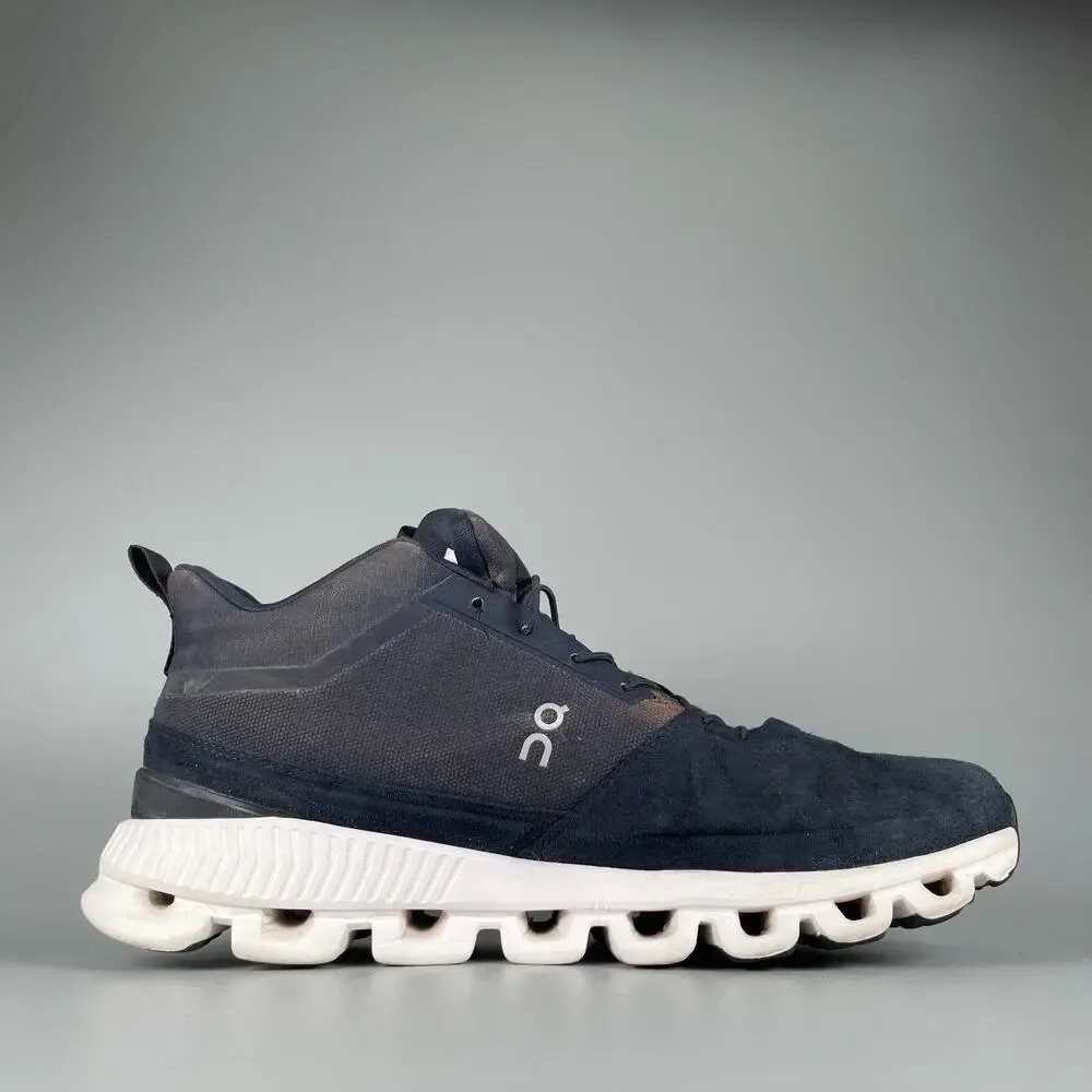On Running Cloud Hi Men's 11.5 Black Navy Waterproof Swiss Engineering Shoes GUC